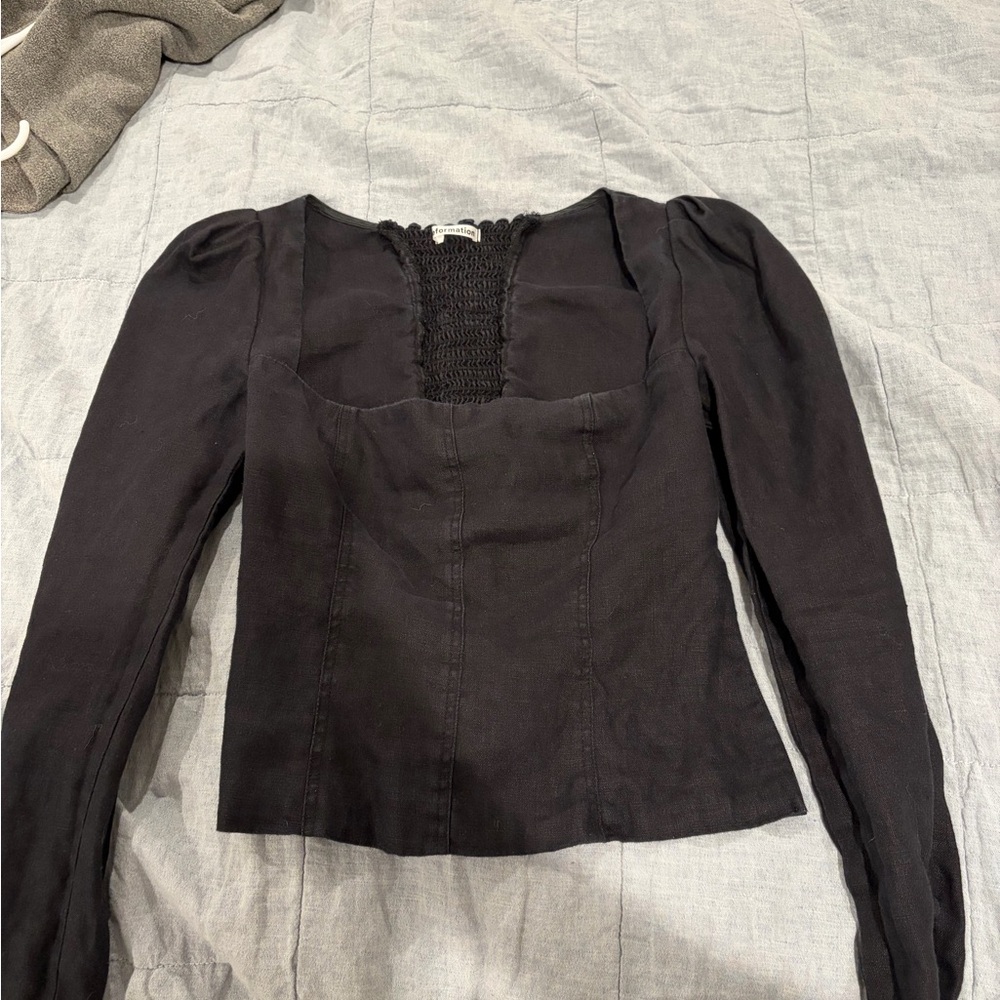 Reformation Black linen Long Sleeve